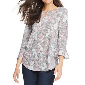 Floral Print Top with Bell Sleeves